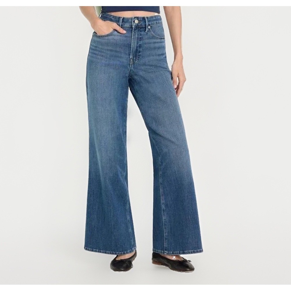 NWT Good American Good Waist Palazzo Wide Leg Jeans Women's Size‎ 18 Indigo Blue